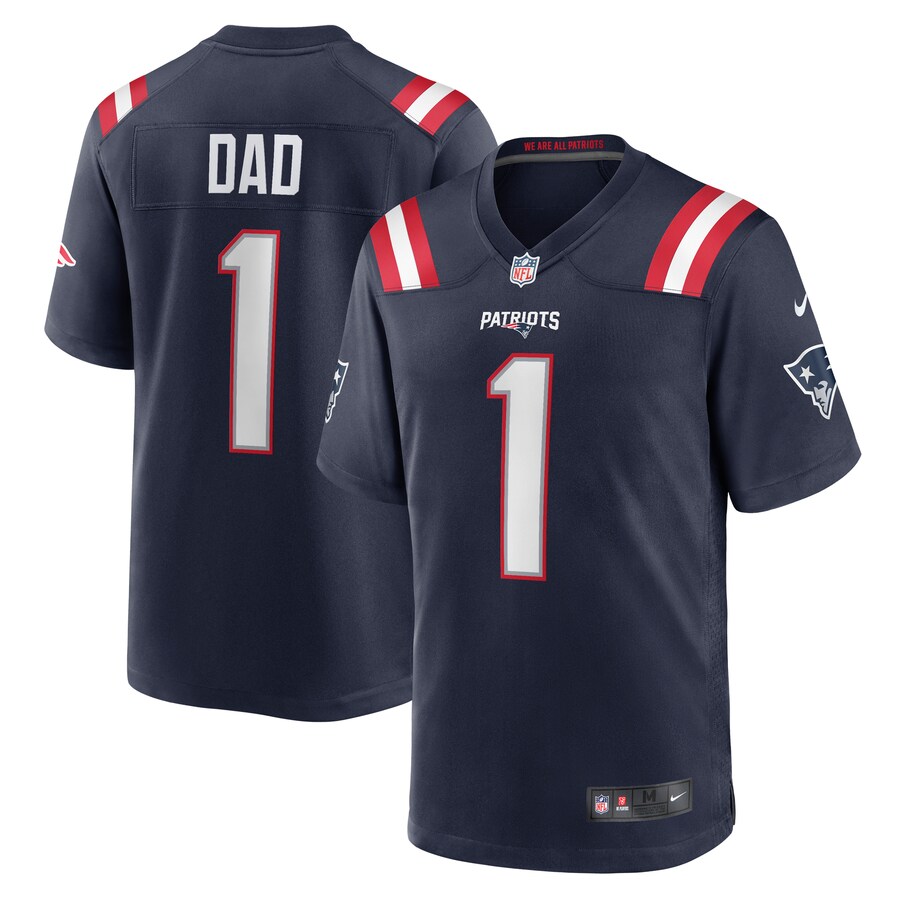 Men's New England Patriots Number 1 Dad Nike Navy Game Jersey - ujerseystore