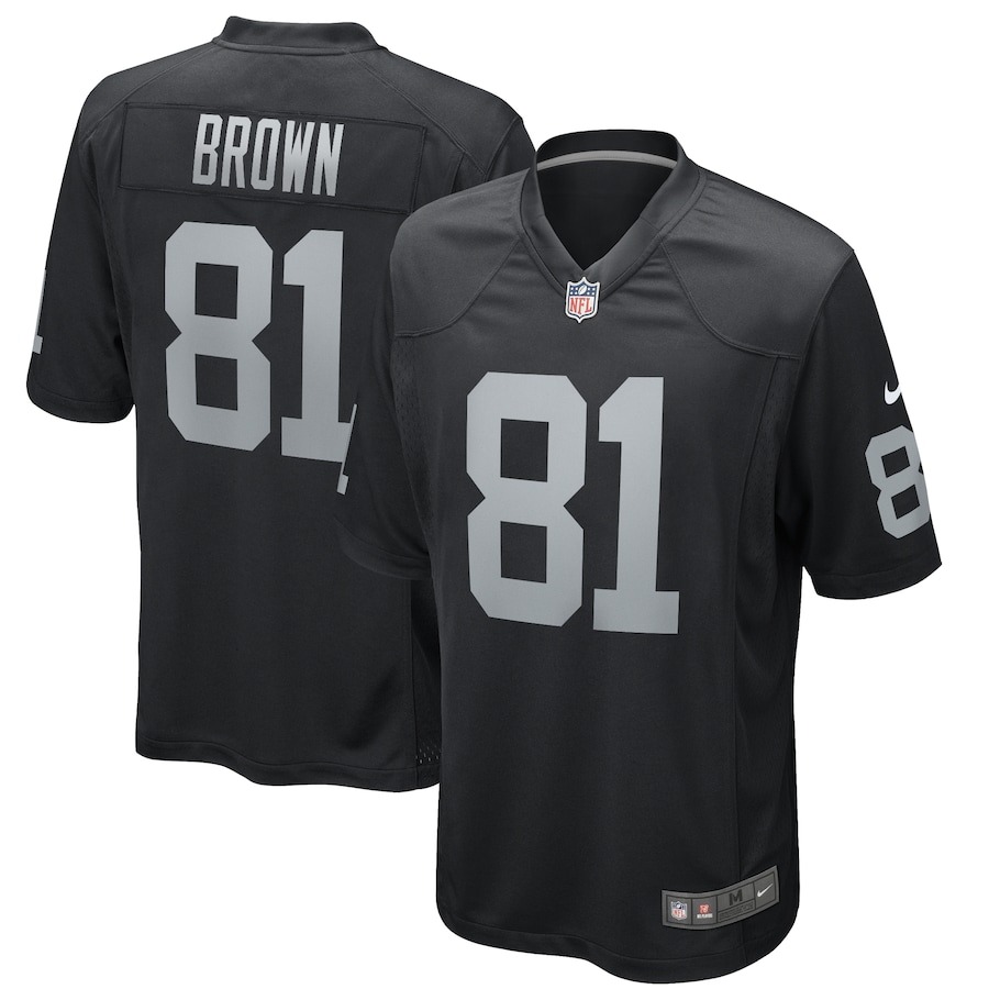 Men's Las Vegas Raiders Tim Brown Nike Black Game Retired Player Jersey - ujerseystore