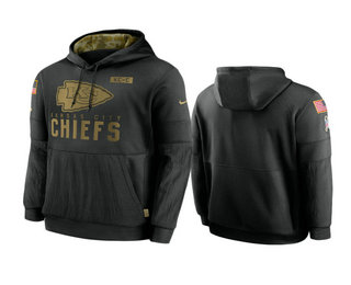 Men's Kansas City Chiefs Black 2020 Salute to Service Sideline Performance Pullover Hoodie - ujerseystore
