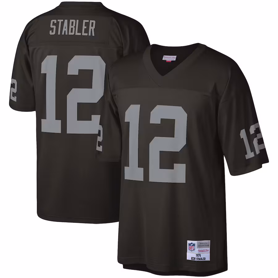Men's Las Vegas Raiders Ken Stabler Mitchell & Ness Black Legacy Replica Jersey - ujerseystore