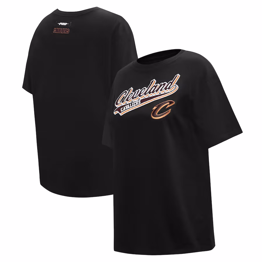 Women's Cleveland Cavaliers Pro Standard Black Script Boyfriend T-Shirt - ujerseystore