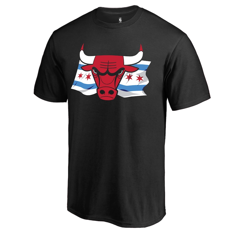 Men's Chicago Bulls Black Hometown Collection Chicago Flag T-Shirt - ujerseystore