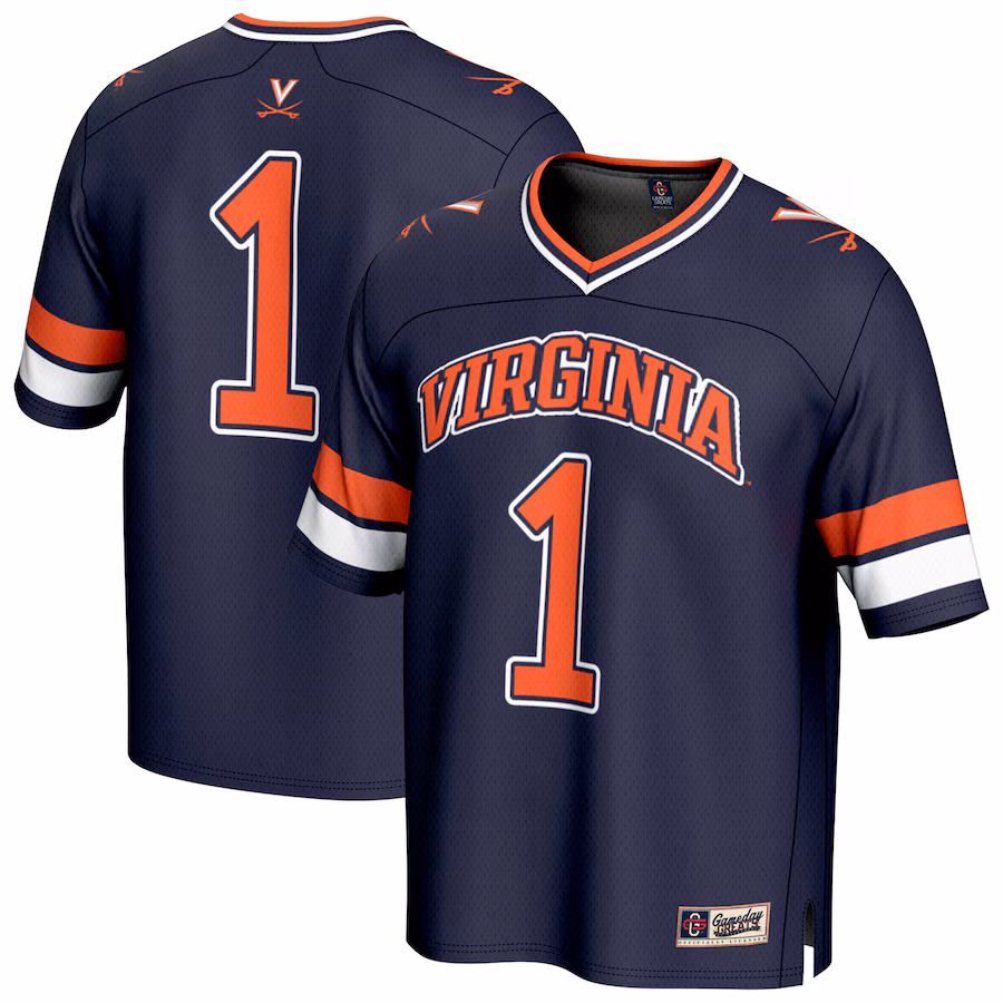 Youth GameDay Greats #1 Navy Virginia Cavaliers Lightweight Collegiate Football Fashion Jersey - ujerseystore