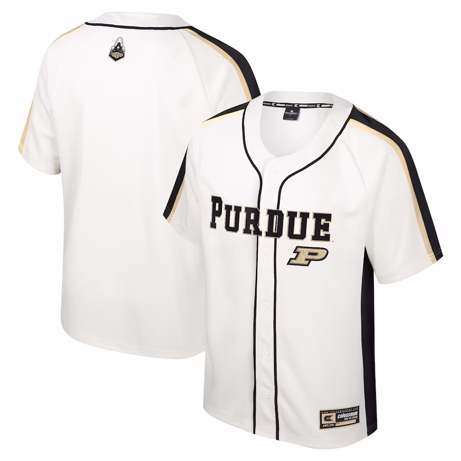 Purdue Boilermakers Colosseum Ruth Button-Up Baseball Jersey - Cream - ujerseystore