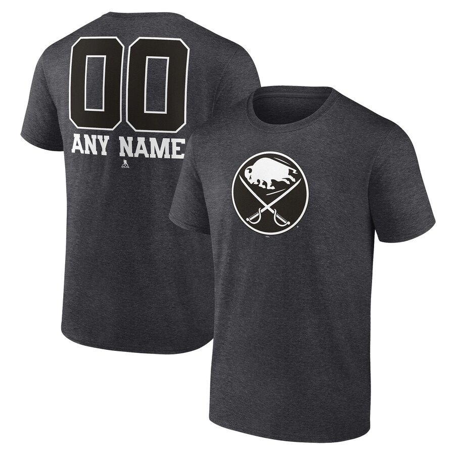 Men's Buffalo Sabres Charcoal Monochrome Personalized Name & Number T-Shirt - ujerseystore