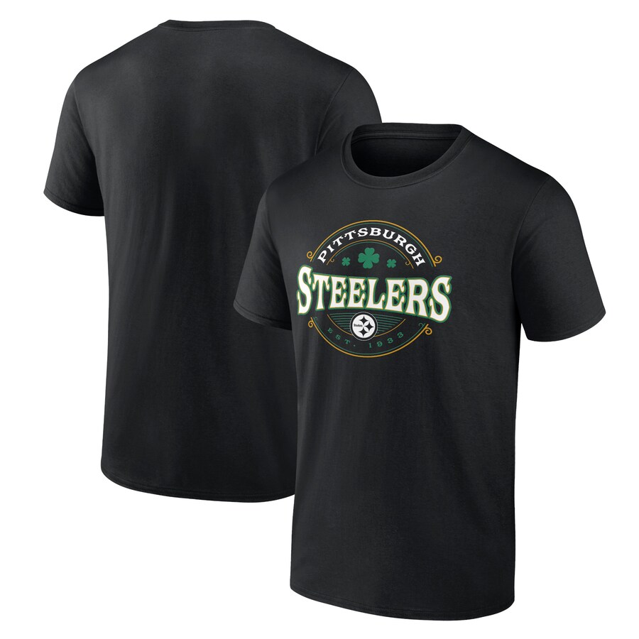 Men's Pittsburgh Steelers  Black St. Patrick's Day Lucky T-Shirt - ujerseystore