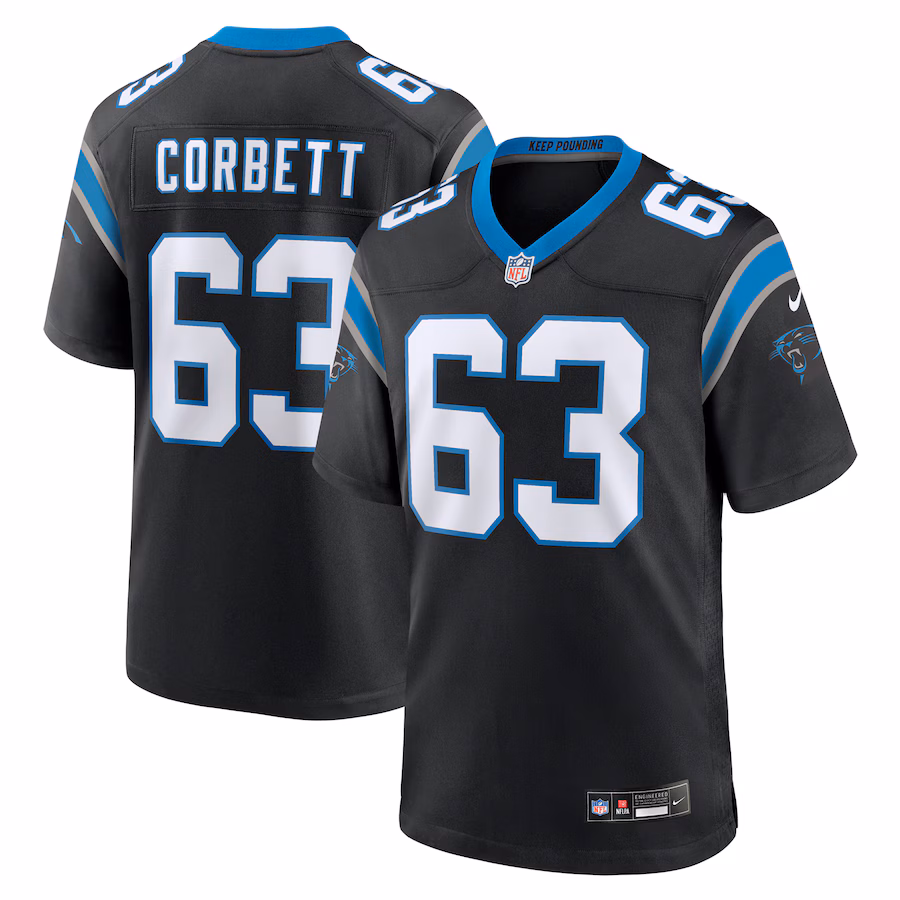 Men's Carolina Panthers Austin Corbett Nike Black Team Game Jersey - ujerseystore