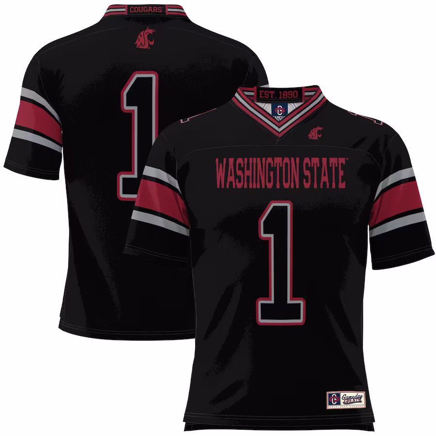 #1 Washington State Cougars GameDay Greats Football Jersey - Black - ujerseystore