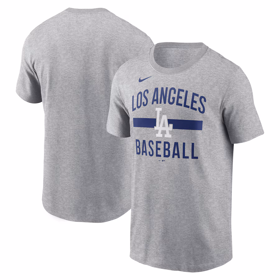 Men's Los Angeles Dodgers Nike Heather Gray Arched T-Shirt - ujerseystore