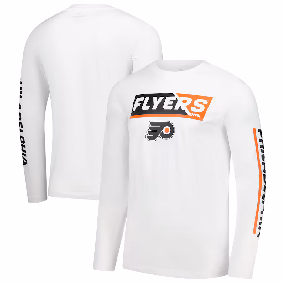 Men's Philadelphia Flyers Fanatics White Long Sleeve T-Shirt - ujerseystore