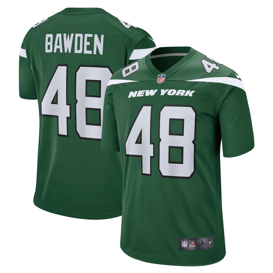 Men's New York Jets Nick Bawden Nike Gotham Green Game Player Jersey - ujerseystore
