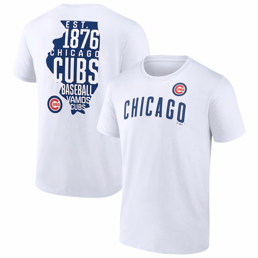 Men's Chicago Cubs White Team Hot Shot T-Shirt - ujerseystore