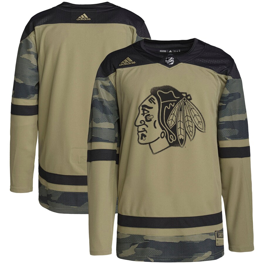 Men's Chicago Blackhawks adidas Camo Military Appreciation Team Authentic Practice Jersey - ujerseystore