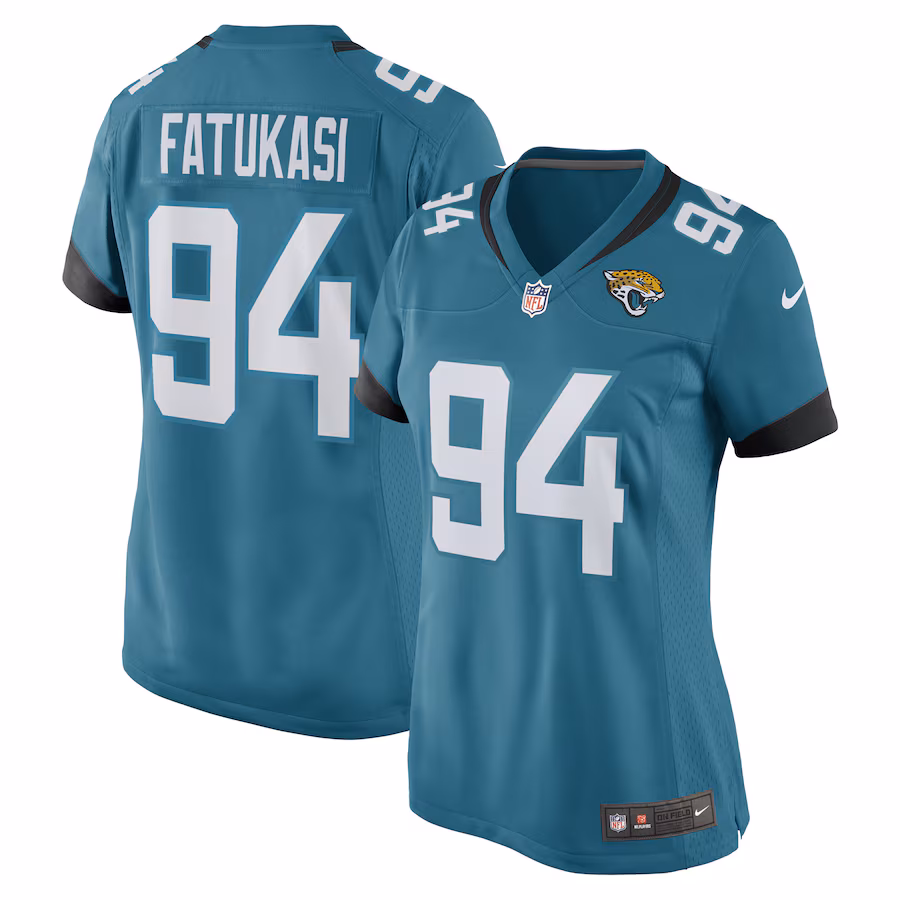Women's Jacksonville Jaguars Folorunso Fatukasi Nike Teal Game Player Jersey - ujerseystore