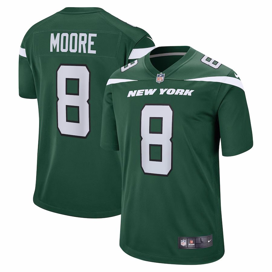 Men's New York Jets Elijah Moore Nike Gotham Green Game Jersey - ujerseystore