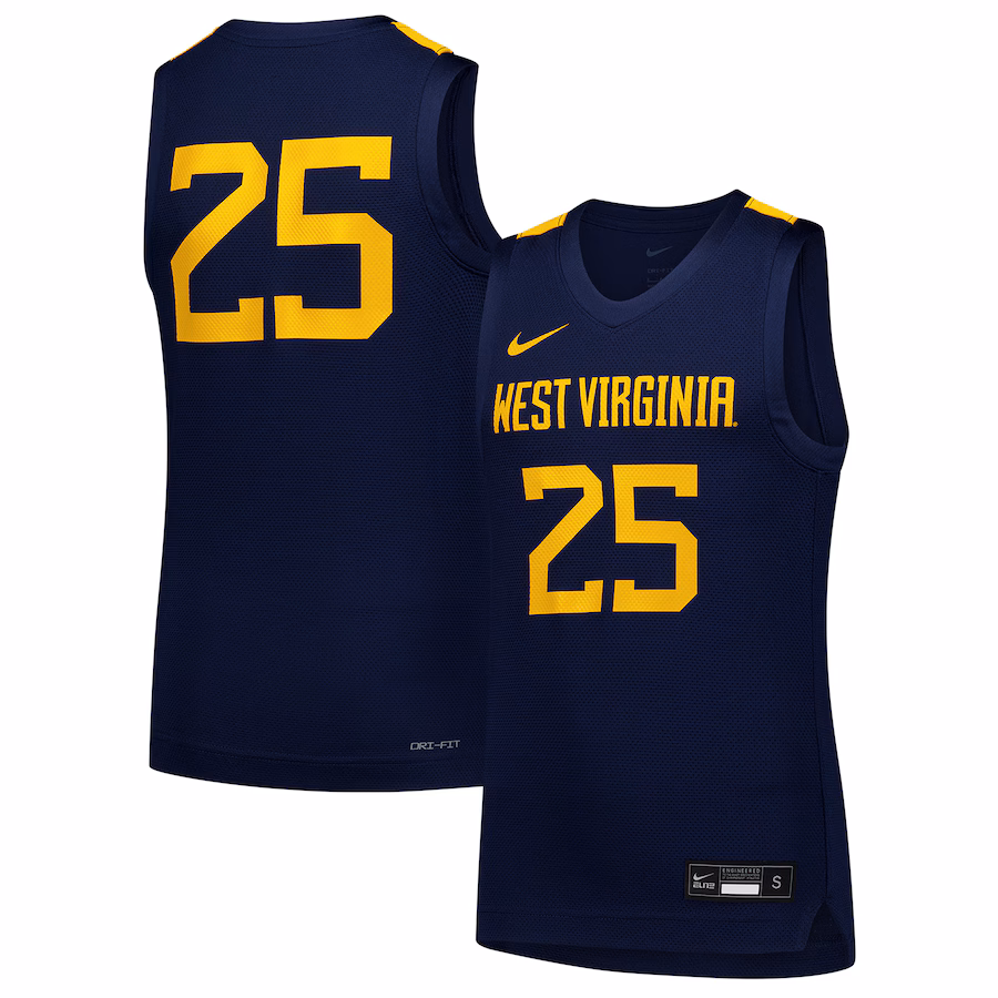 Youth Nike #25 Navy West Virginia Mountaineers Replica Basketball Jersey - ujerseystore