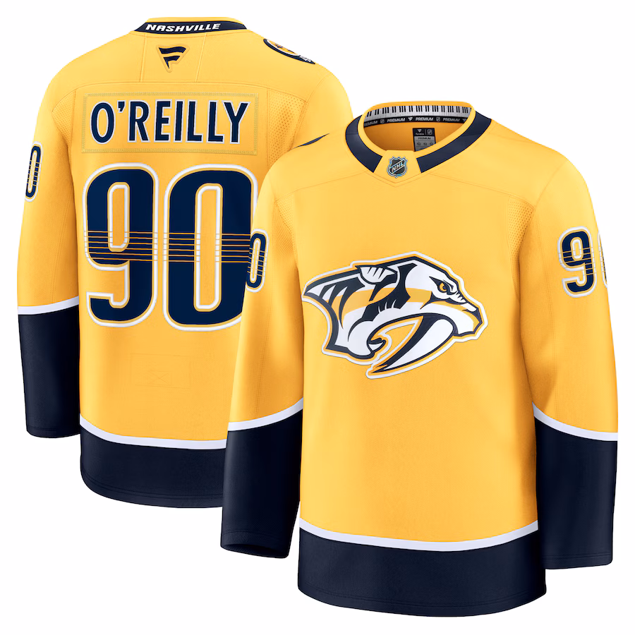 Men's Nashville Predators Ryan O'Reilly Fanatics Yellow Home Premium Jersey - ujerseystore