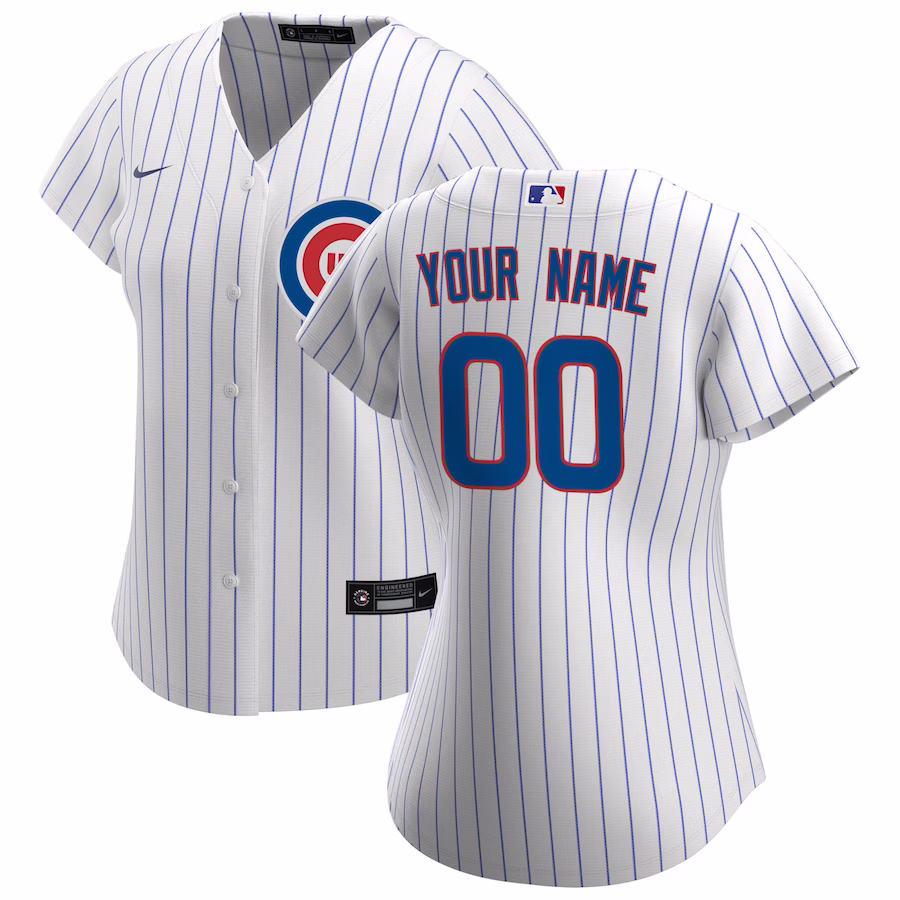Women's Chicago Cubs Nike White Home Replica Custom Jersey - ujerseystore