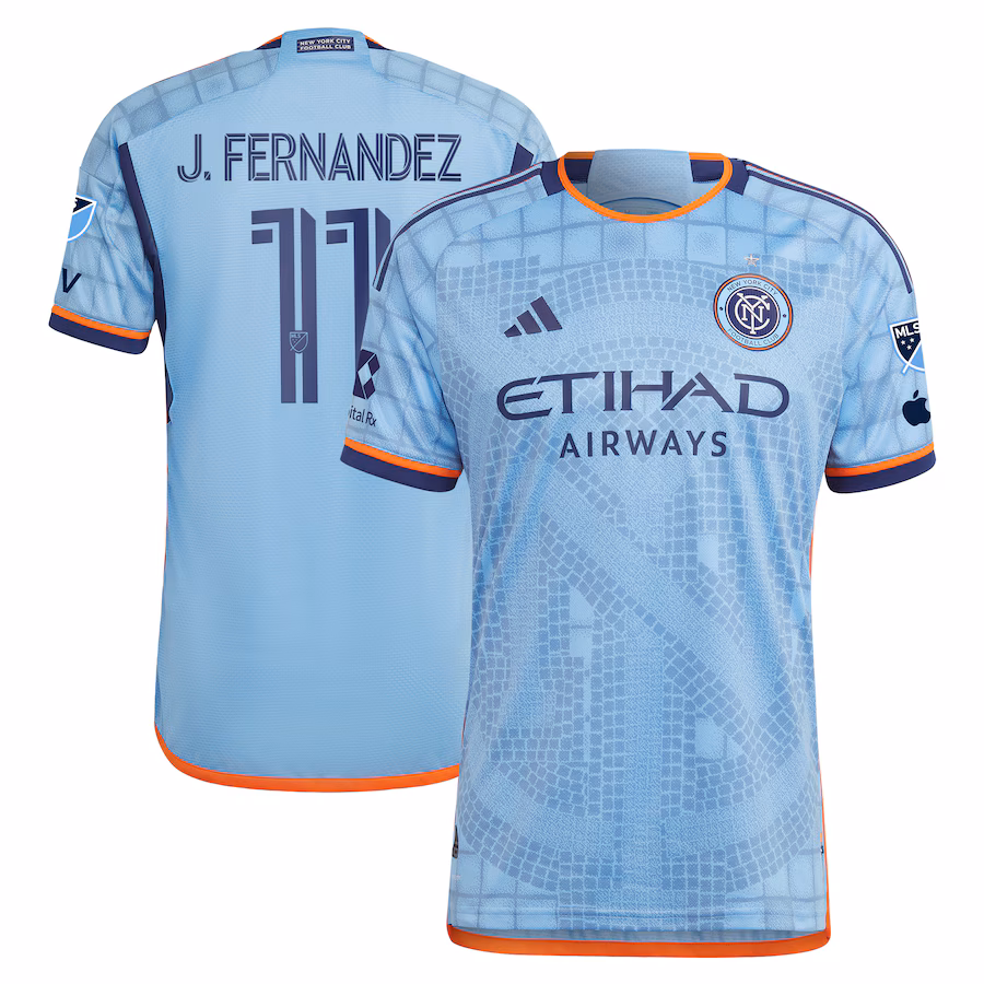 Men's New York City FC Julian Fernandez adidas Sky Blue 2024 The Interboro Kit Authentic Player Jersey - ujerseystore