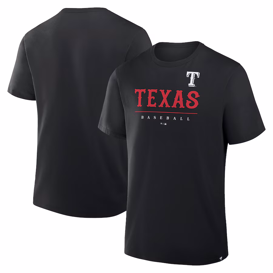 Men's Texas Rangers Fanatics Black Color Pop Legacy Clubhouse T-Shirt - ujerseystore