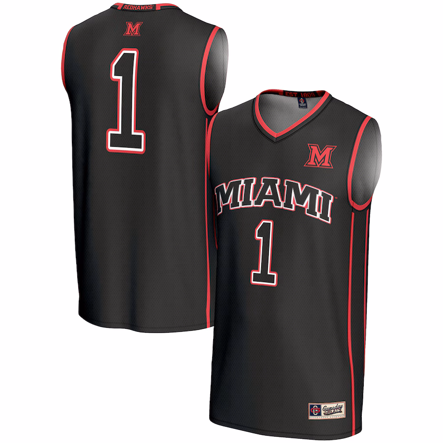 Youth GameDay Greats #1 Black Miami University RedHawks Lightweight Basketball Fashion Jersey - ujerseystore