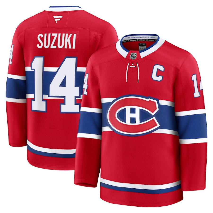 Men's Montreal Canadiens Nick Suzuki Fanatics Red Home Premium Jersey - ujerseystore