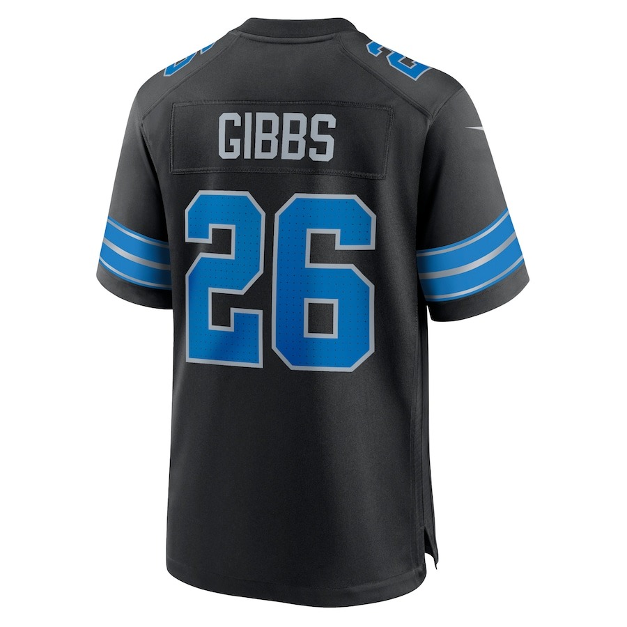 Men's Detroit Lions Jahmyr Gibbs Nike Black 2nd Alternate Game Jersey - ujerseystore