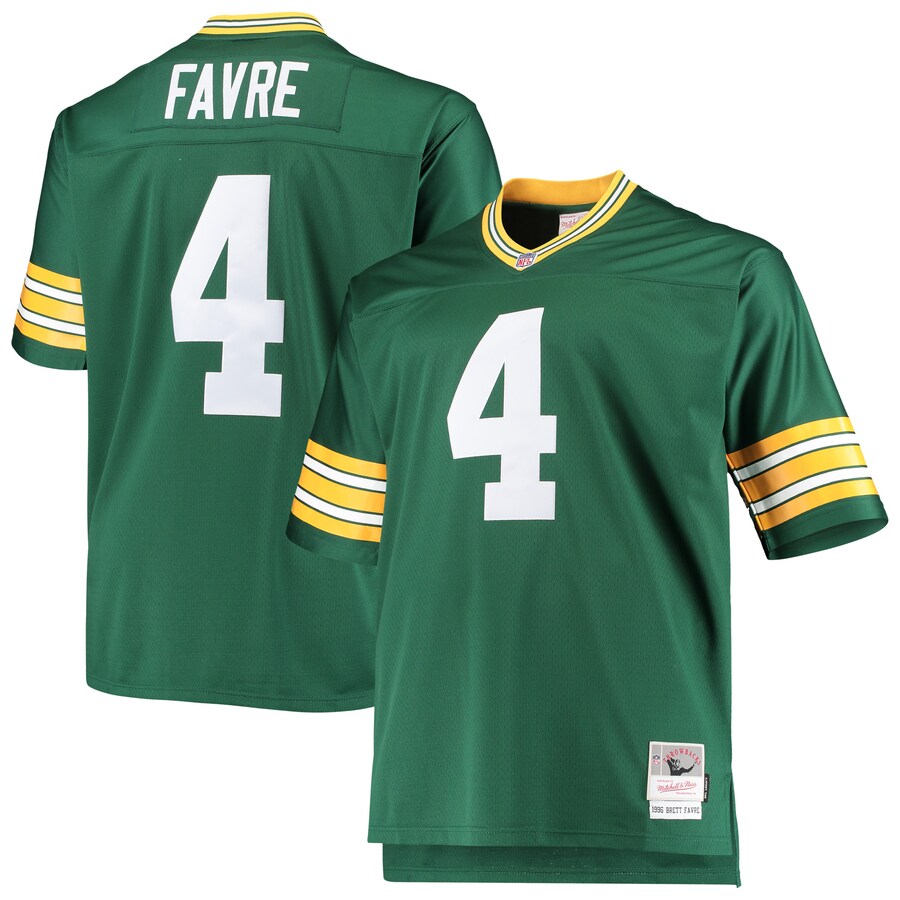 Men's Green Bay Packers Brett Favre Mitchell & Ness Green Big & Tall 1996 Retired Player Replica Jersey - ujerseystore