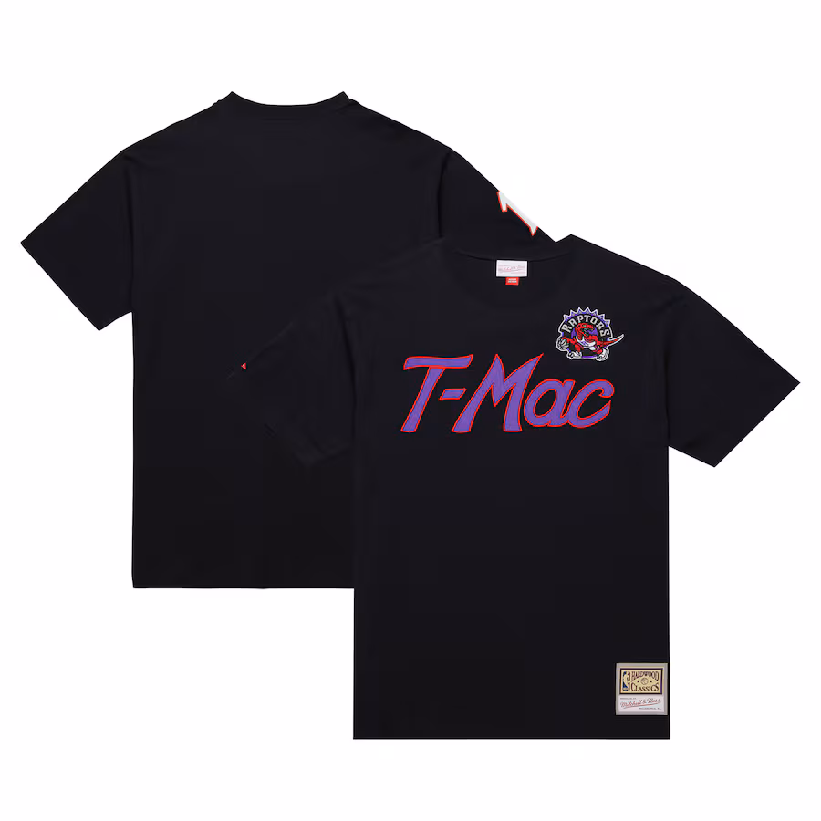Men's Toronto Raptors Tracy McGrady Mitchell & Ness Black Premium Nickname T-Shirt - ujerseystore