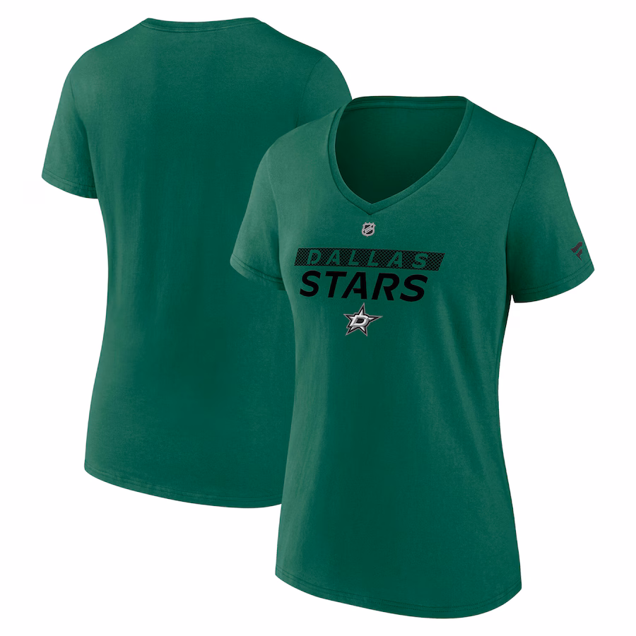 Women's Dallas Stars Fanatics Kelly Green Authentic Pro Core Primary V-Neck T-Shirt - ujerseystore