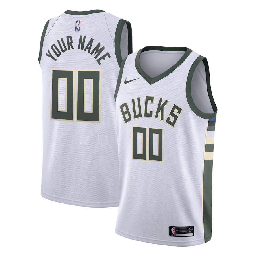 Men's Milwaukee Bucks Nike White Swingman Custom Jersey - Association Edition - ujerseystore
