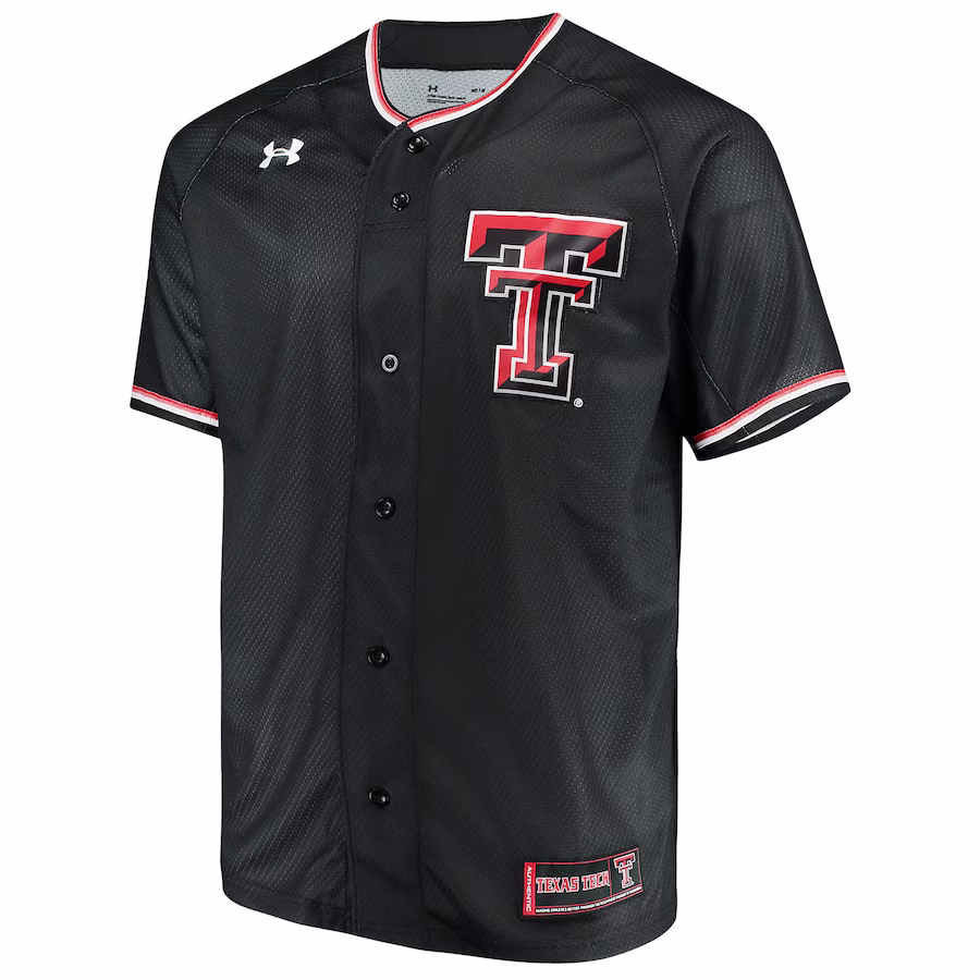 Texas Tech Red Raiders Under Armour Performance Replica Baseball Jersey - Black - ujerseystore