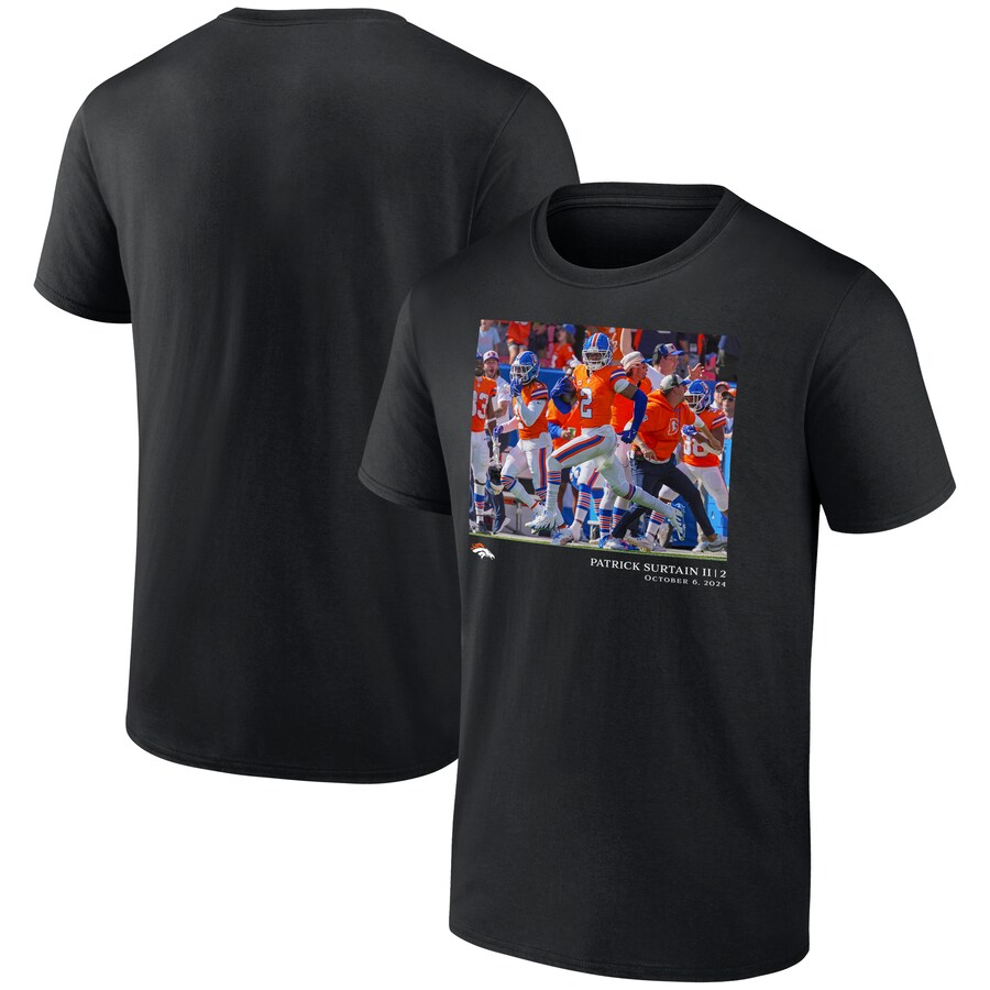 Men's Denver Broncos Patrick Surtain II Black NFL Flash Features Week 5 T-Shirt - ujerseystore