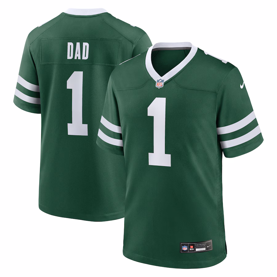 Men's New York Jets  Nike Legacy Green #1 Dad Game Jersey - ujerseystore