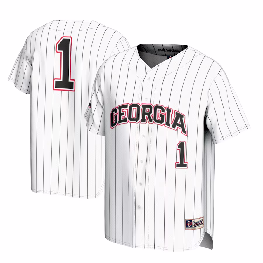 #1 Georgia Bulldogs GameDay Greats Youth Lightweight Baseball Jersey - White - ujerseystore