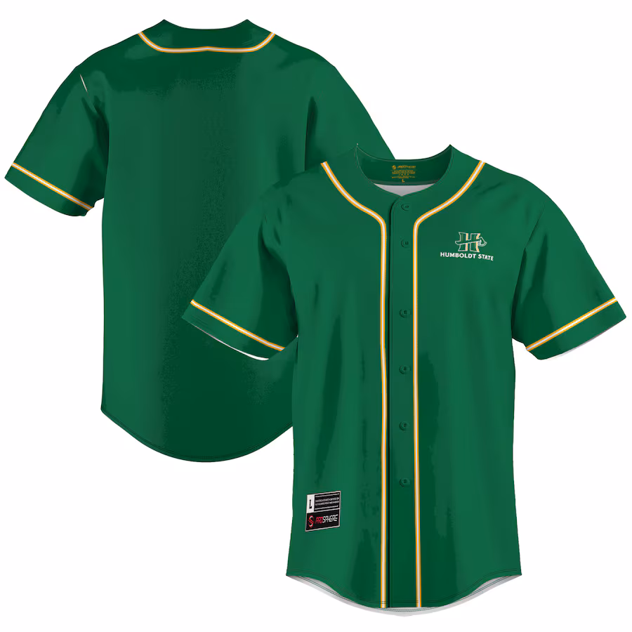 Men's GameDay Greats  Green Humboldt State Jacks  Lightweight Baseball Jersey - ujerseystore