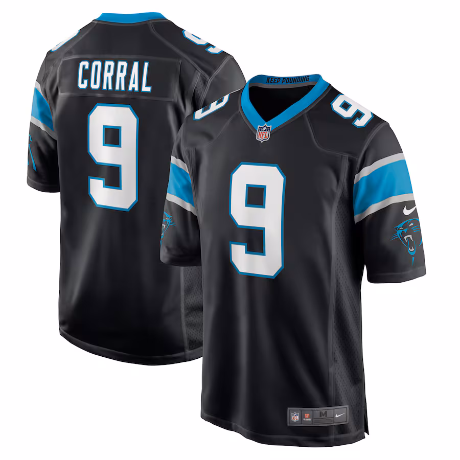 Men's Carolina Panthers Matt Corral Nike Black Player Game Jersey - ujerseystore