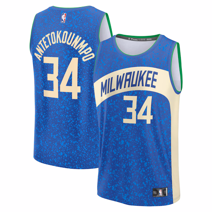 Men's Milwaukee Bucks Giannis Antetokounmpo Fanatics Royal Fast Break Jersey - City Edition - ujerseystore