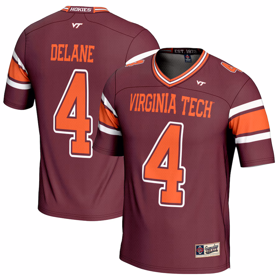 Mansoor Delane Virginia Tech Hokies GameDay Greats Youth NIL Player Football Jersey - Maroon - ujerseystore
