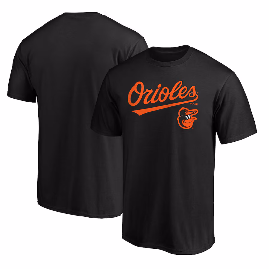 Men's Baltimore Orioles Black Team Lock Up Wordmark T-Shirt - ujerseystore