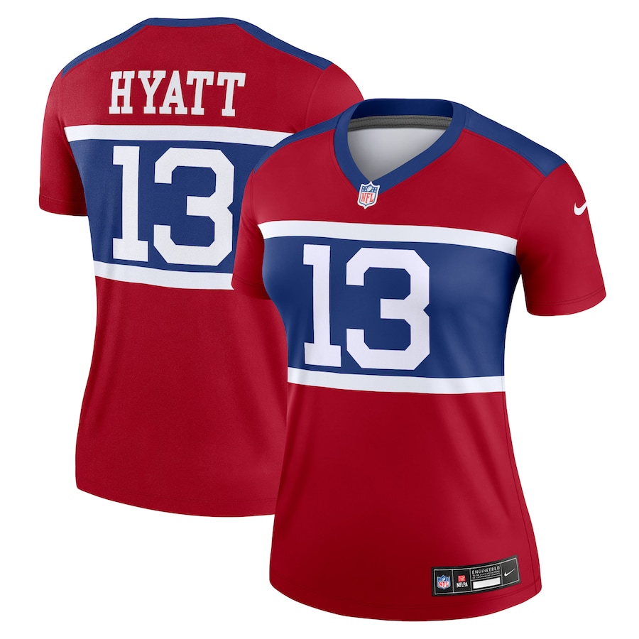 Women's New York Giants Jalin Hyatt Nike Red Alternate Legend Player Performance Top - ujerseystore