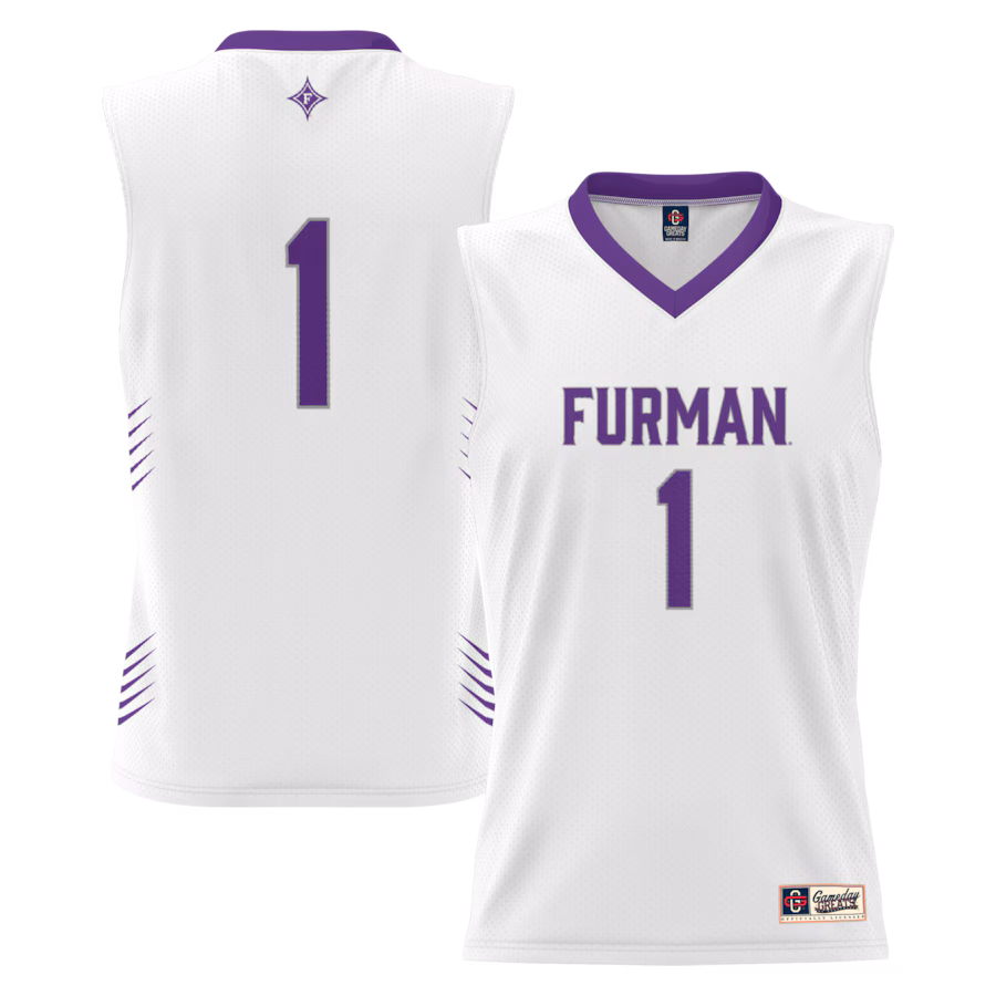 Youth GameDay Greats #1 White Furman Paladins Lightweight Basketball Jersey - ujerseystore