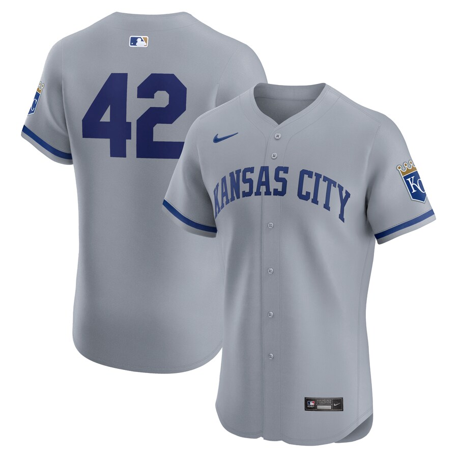 Men's Kansas City Royals Nike Gray Road 2024 Jackie Robinson Day Elite Jersey - ujerseystore