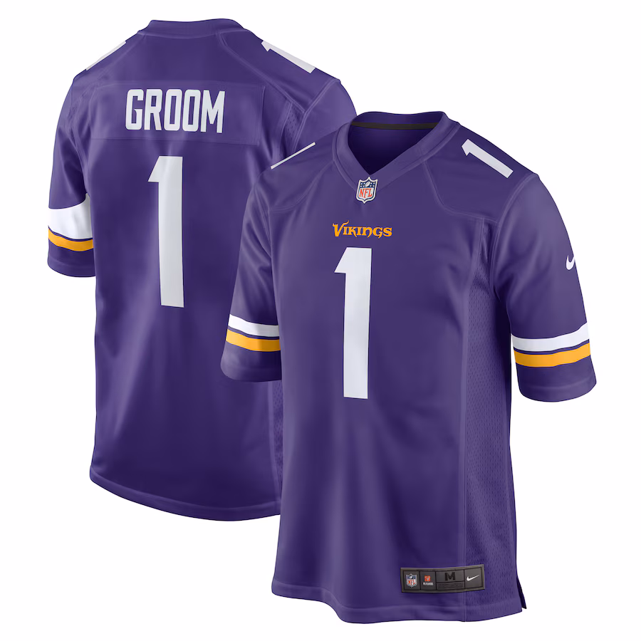 Men's Minnesota Vikings Number 1 Groom Nike Purple Game Jersey - ujerseystore