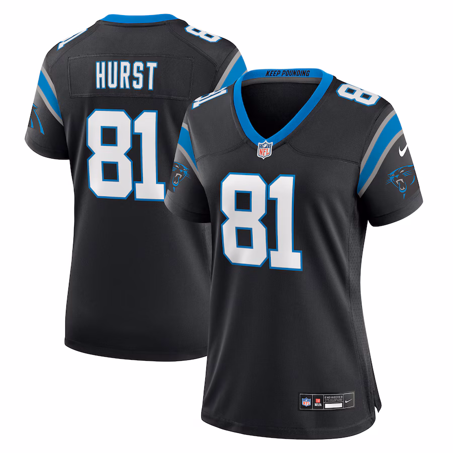 Women's Carolina Panthers Hayden Hurst Nike Black Team Game Jersey - ujerseystore