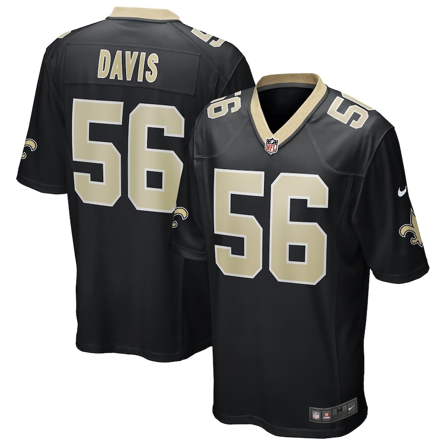 Men's New Orleans Saints Demario Davis Nike Black Game Jersey - ujerseystore