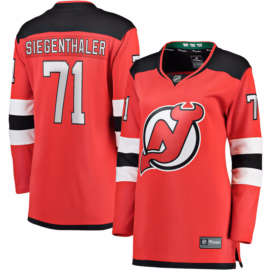 Women's New Jersey Devils Jonas Siegenthaler Fanatics Red Home Breakaway Player Jersey - ujerseystore