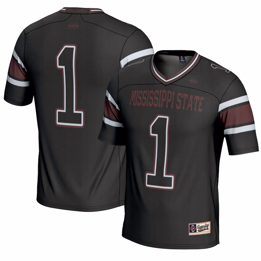 Men's GameDay Greats #1 Black Mississippi State Bulldogs Endzone Football Jersey - ujerseystore