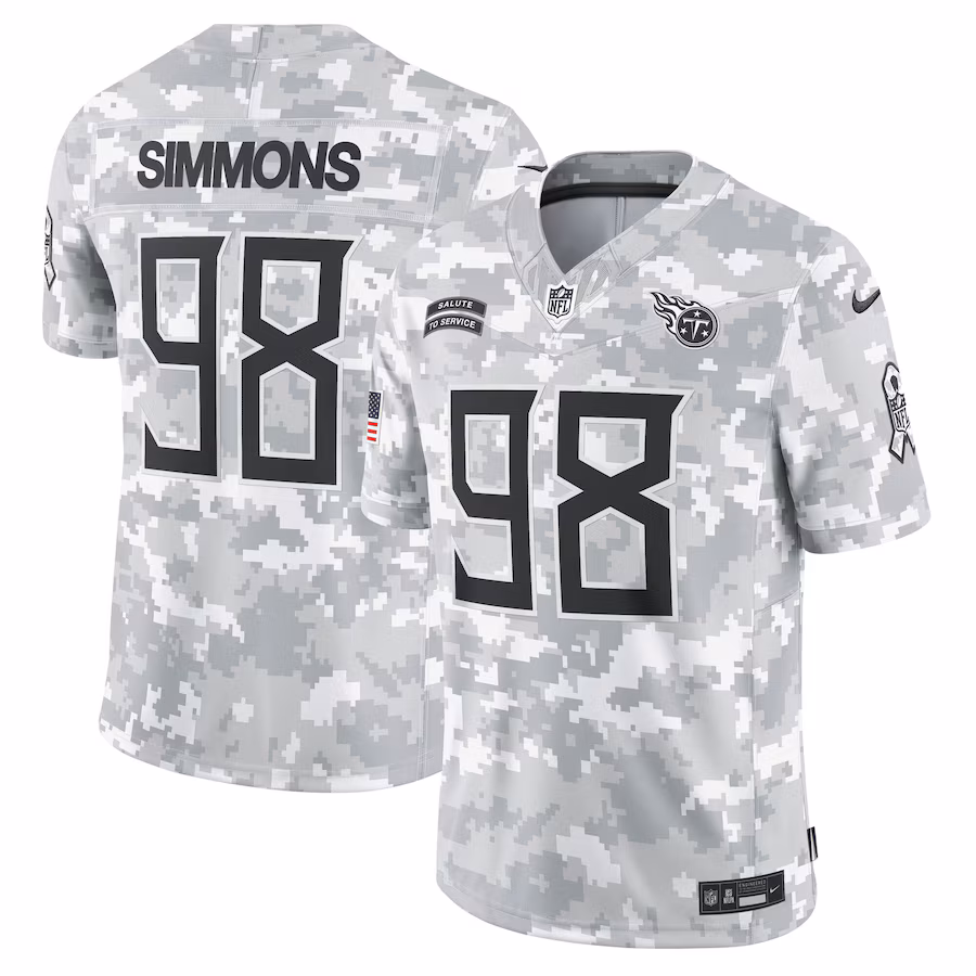Men's Tennessee Titans Jeffery Simmons Nike Arctic Camo 2024 Salute to Service Limited Jersey - ujerseystore