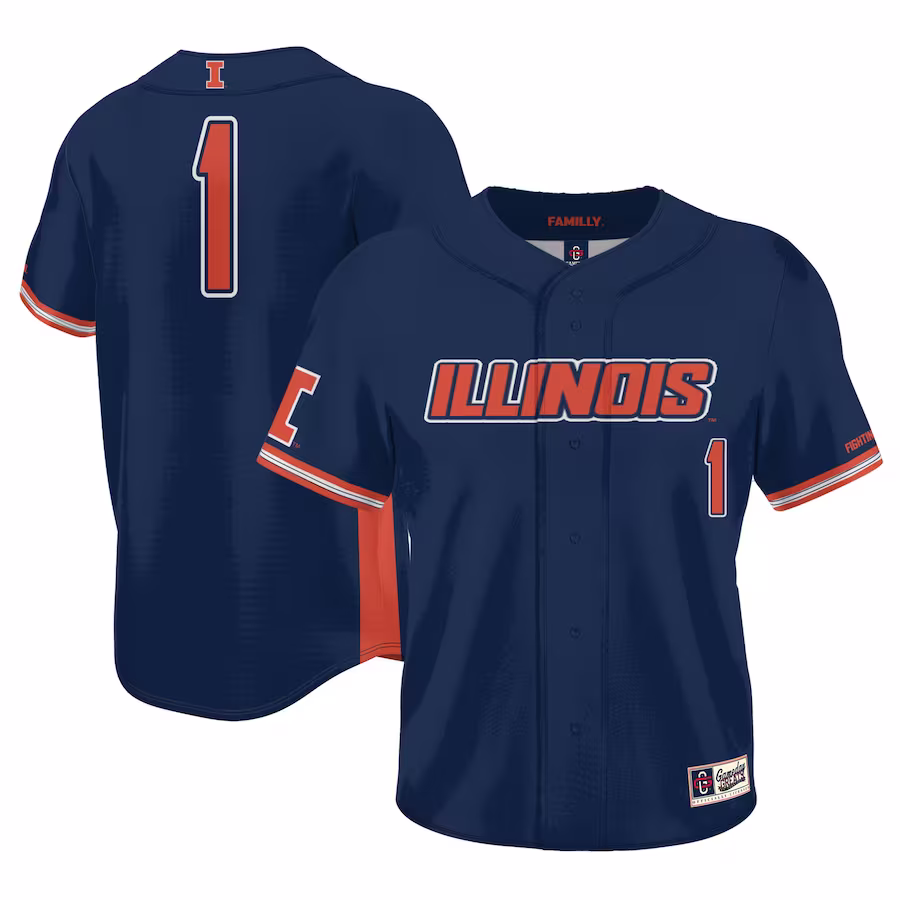 #1 Illinois Fighting Illini GameDay Greats Youth Lightweight Baseball Jersey - Navy - ujerseystore